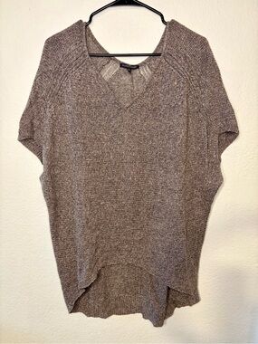 Eileen Fisher Taupe Marled Knit V-Neck Tunic